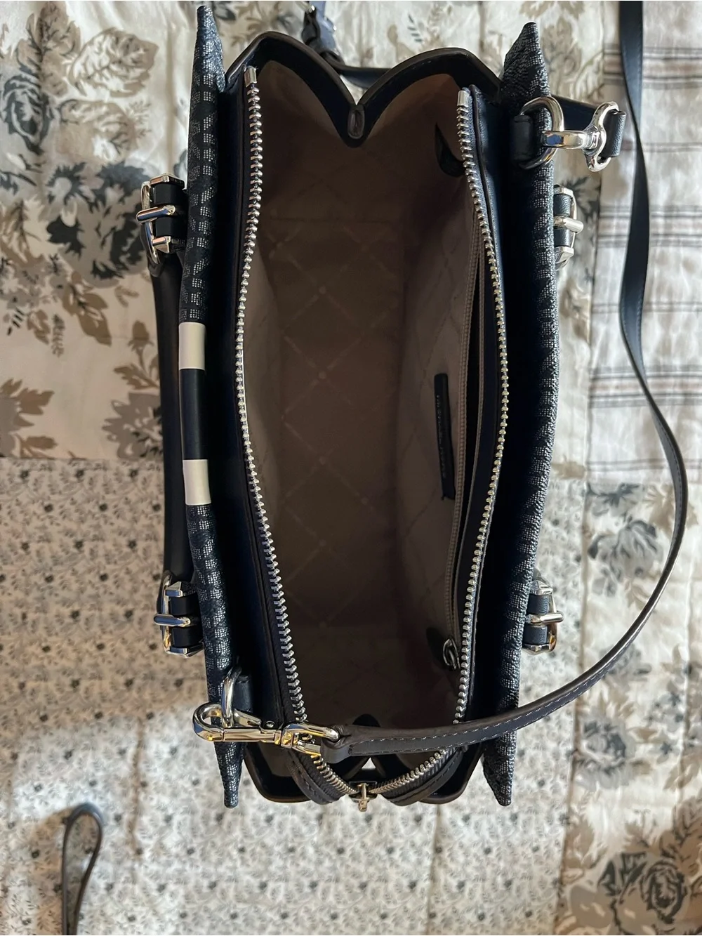 Michael Kors Navy Stripe Logo Purse and Wallet Set